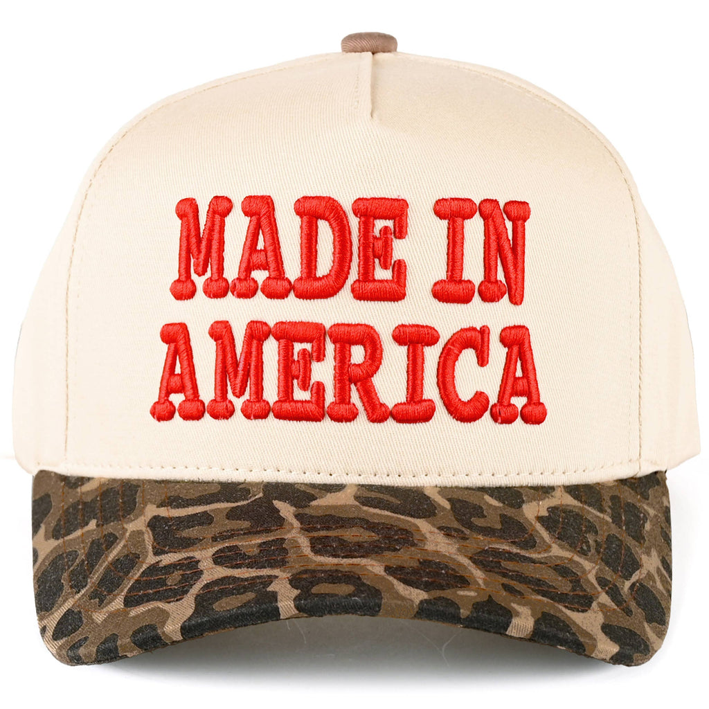 MADE IN AMERICA Letter Leopard Trucker Cap