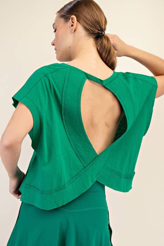 T899937-OVERSIZED COTTON SLUB OPEN BACK TOP
