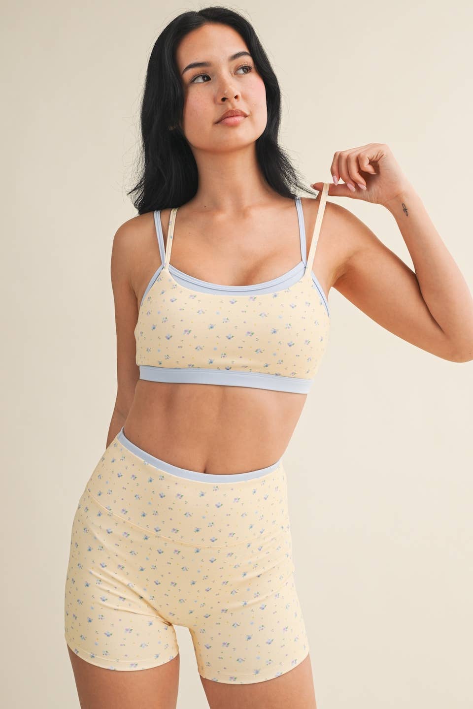 Floral Print Double Layered Sports Bra