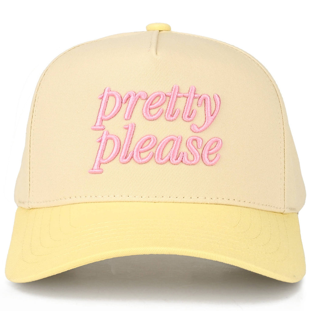 C.C PRETTY PLEASE Letter Embroidered on Two Tone Trucker Hat