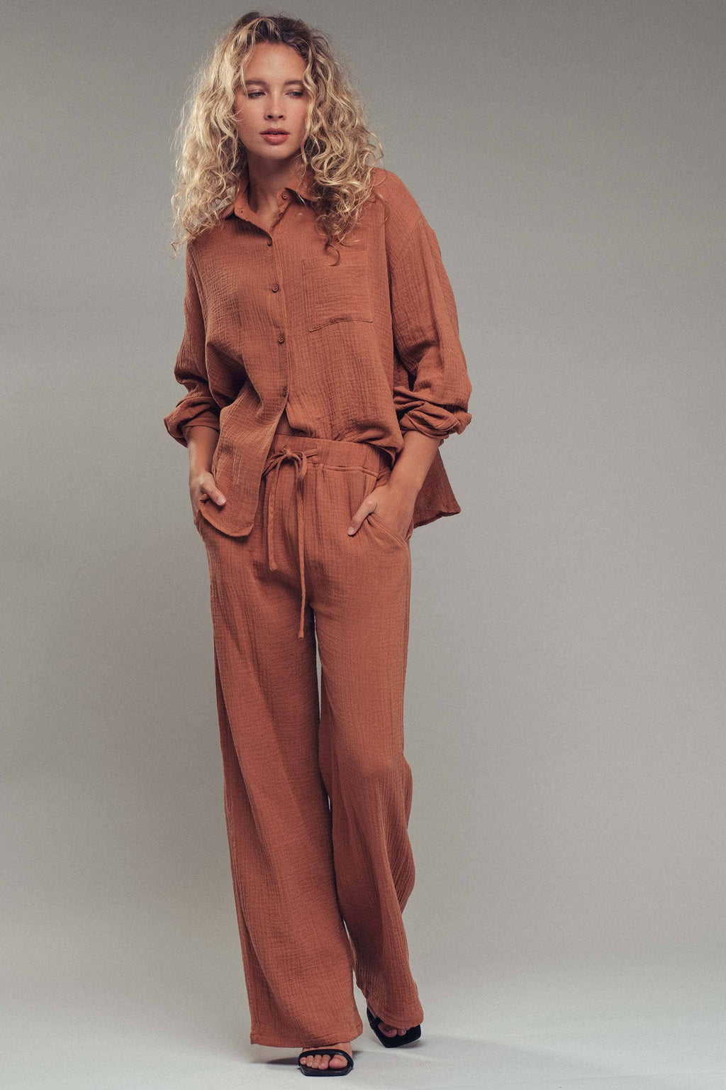 Textured Cotton Gauze Lounge Set