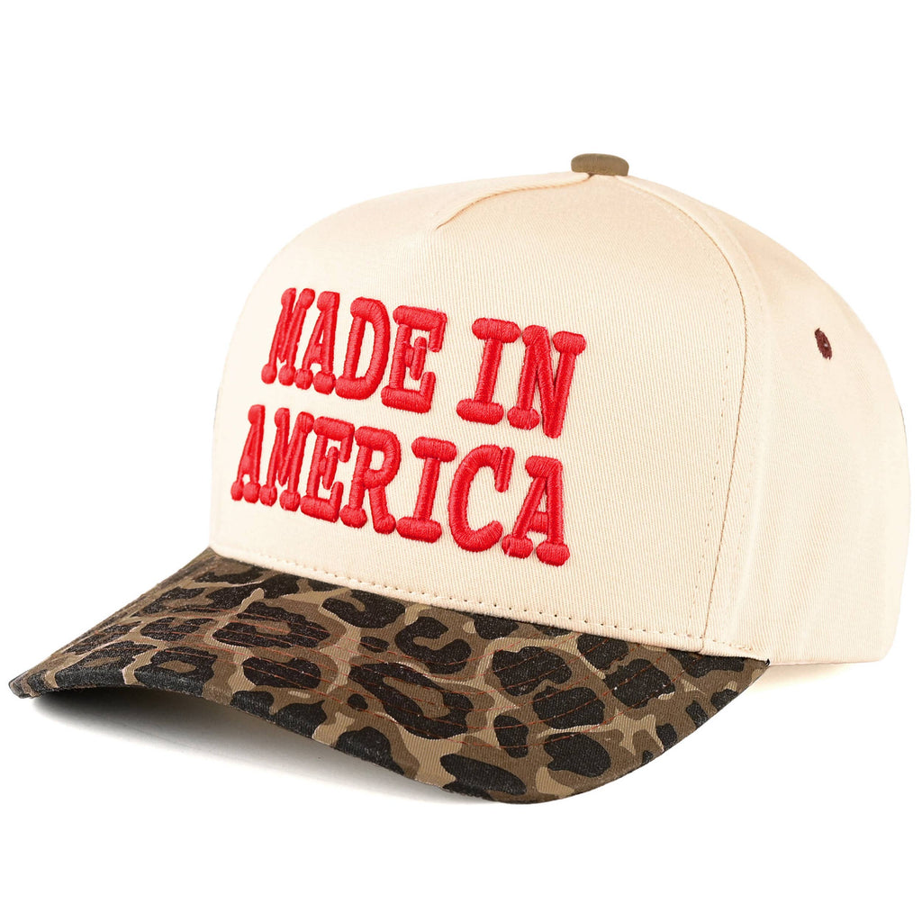 MADE IN AMERICA Letter Leopard Trucker Cap