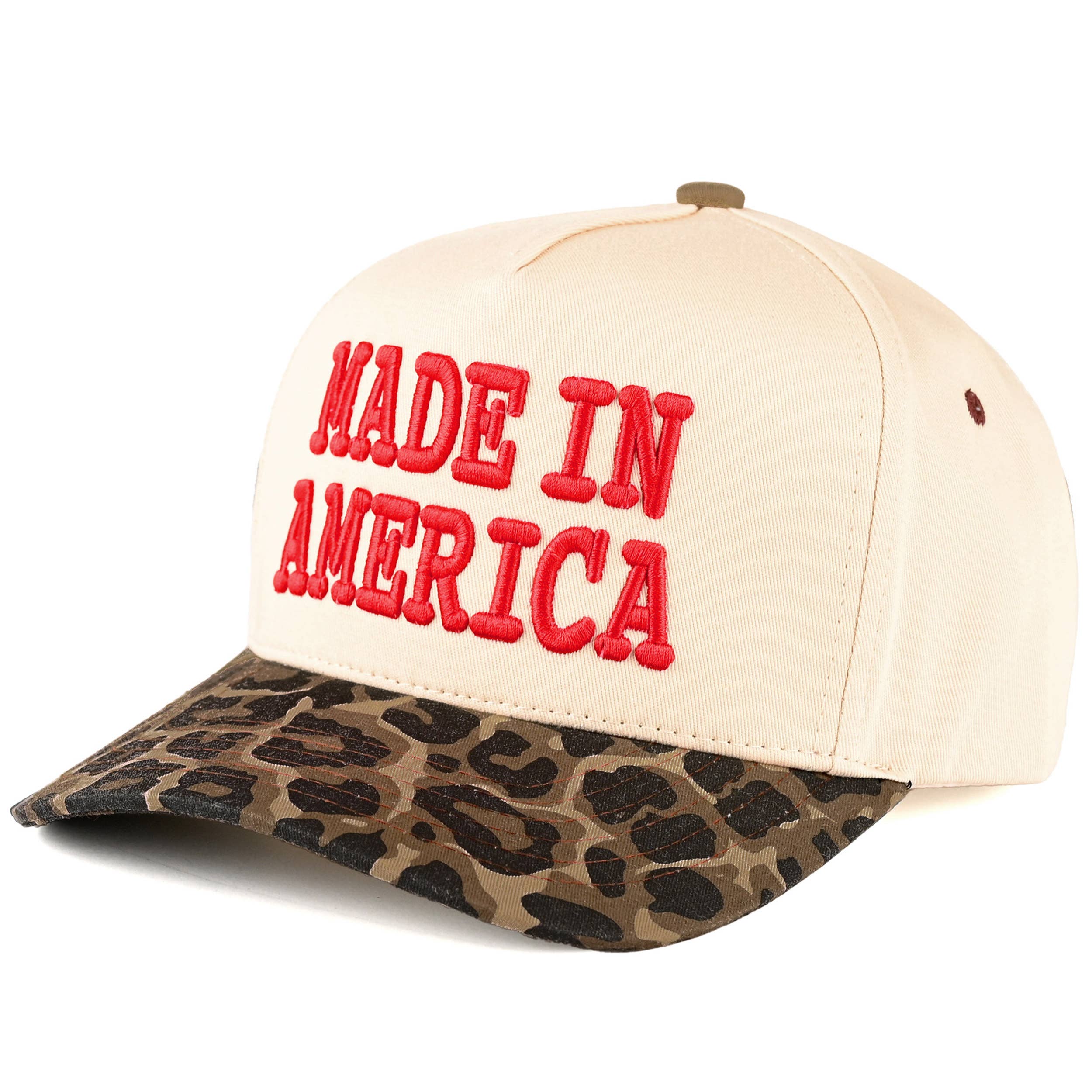 MADE IN AMERICA Letter Leopard Trucker Cap