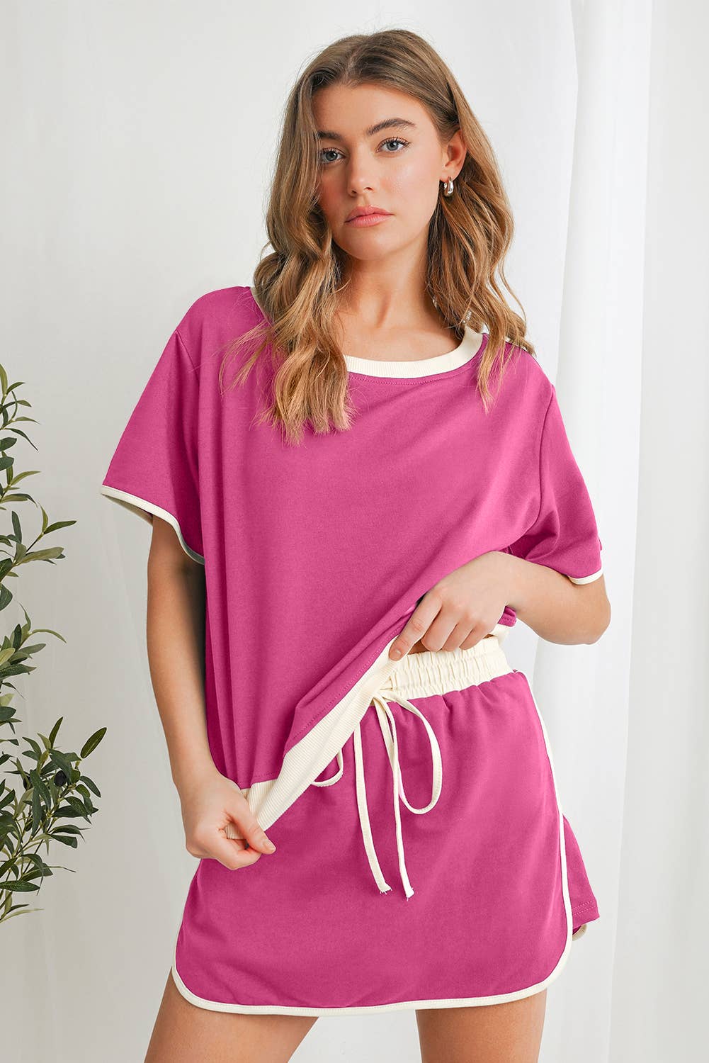 Colorblock Drop Shoulder T Shirt & Skort Set | S-XL & 1X-4X