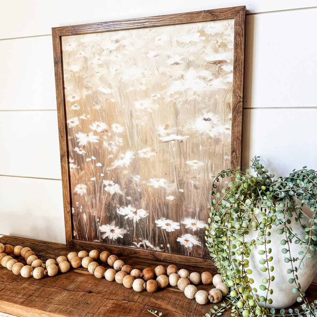 White Daisies Wood Sign