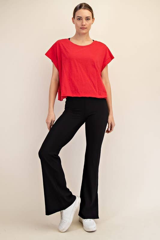 T899937-OVERSIZED COTTON SLUB OPEN BACK TOP