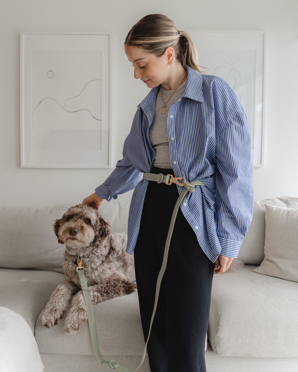 Hands Free Leash in Sage Green