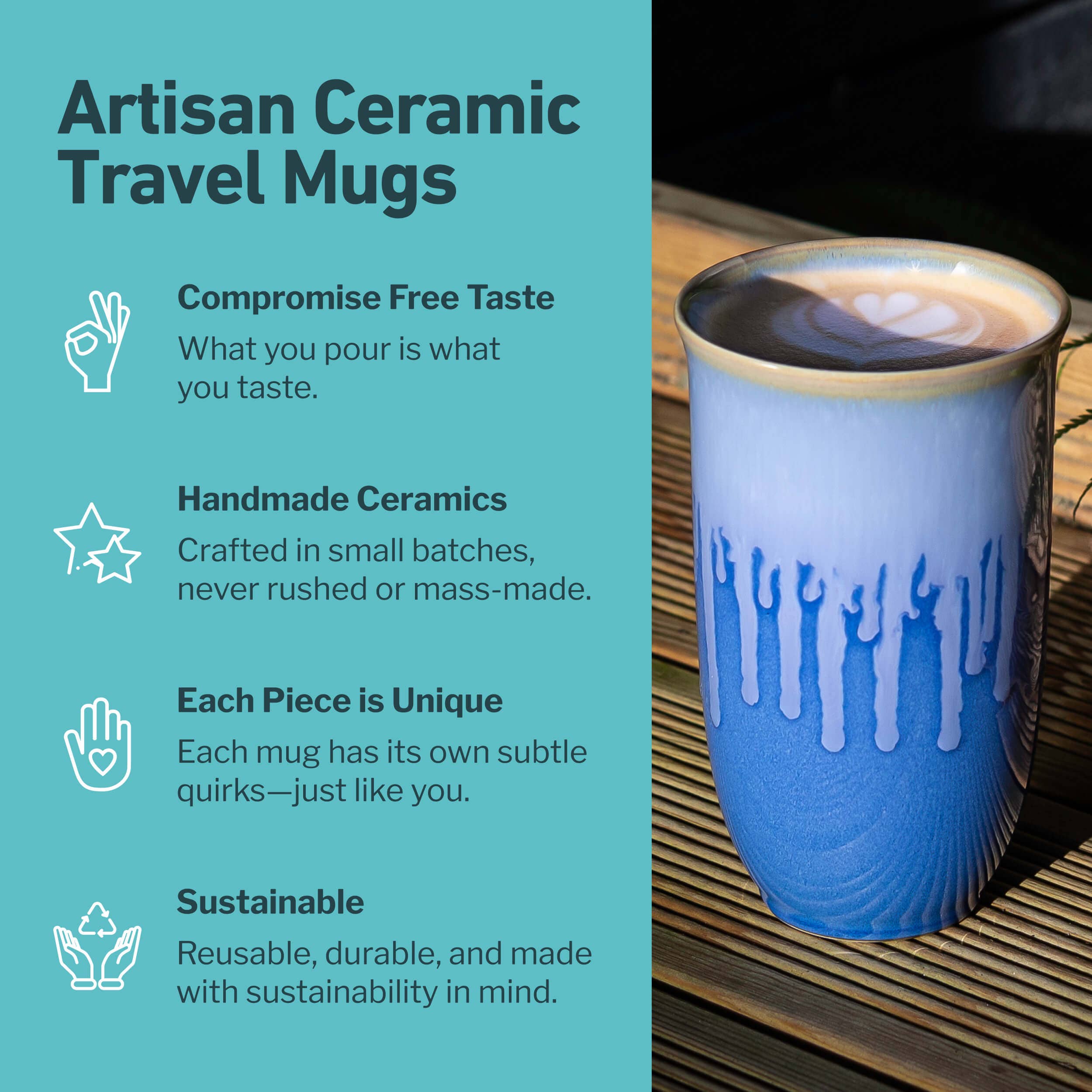 Neptune Ceramic Travel Mug – 16oz with Lid & Sleeve
