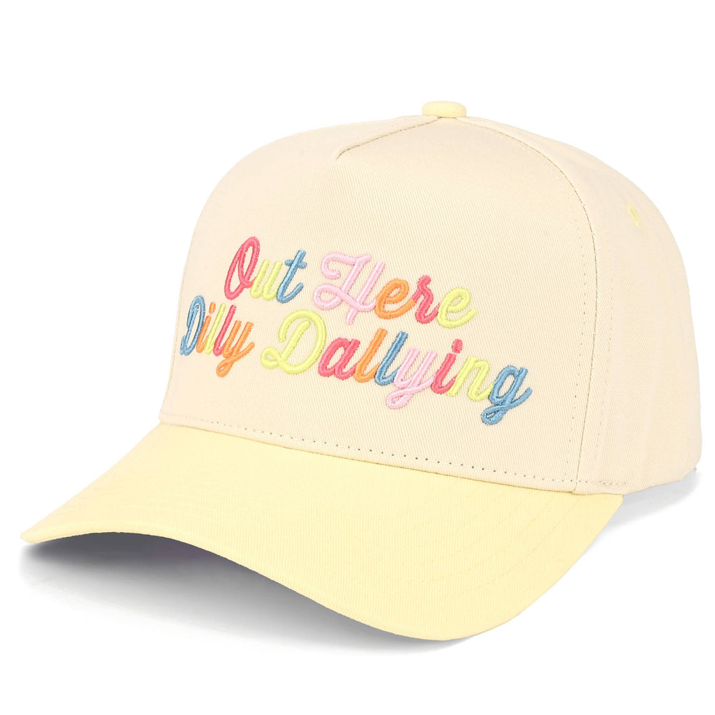 C.C OUT HERE DILLY DALLYING Letter on Two Tone Trucker Hat