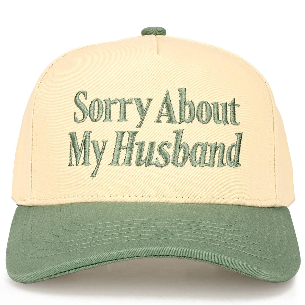 C.C SORRY ABOUT MY HUSBAND Letter Two Tone Trucker Hat: Red