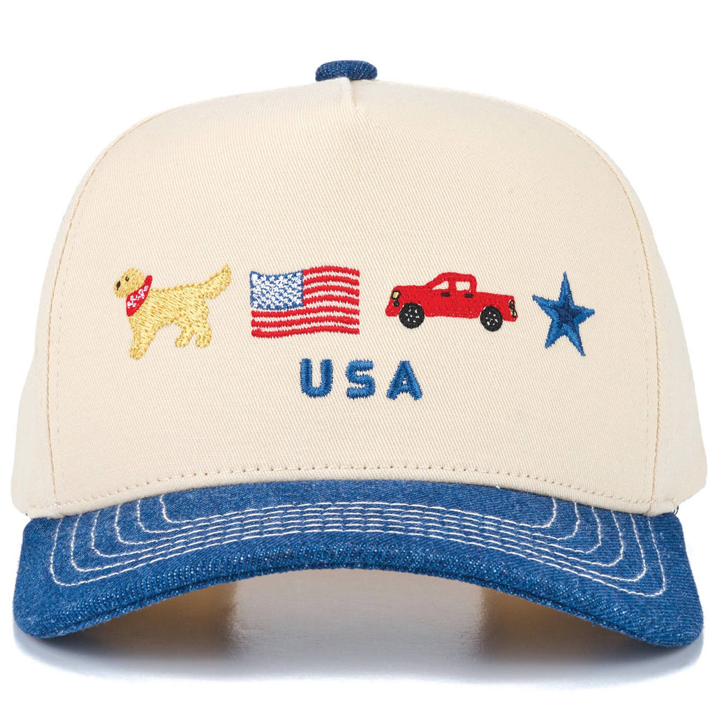 C.C USA Letter with Icon Embroidered on Two Tone Trucker Hat