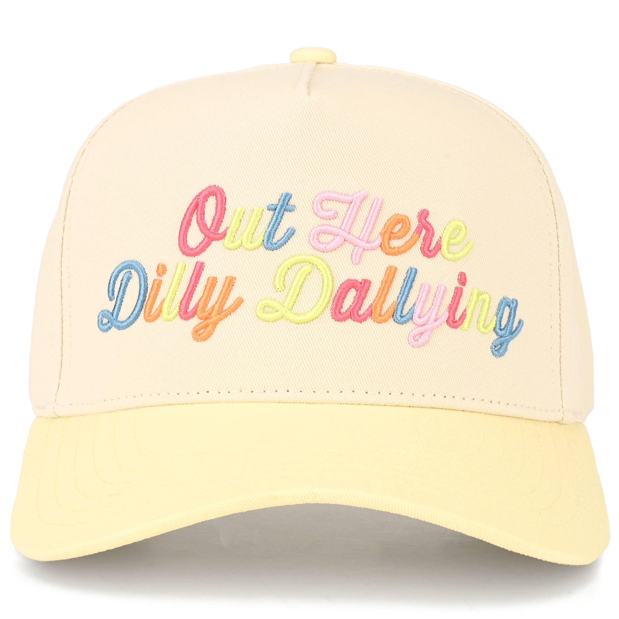 C.C OUT HERE DILLY DALLYING Letter on Two Tone Trucker Hat