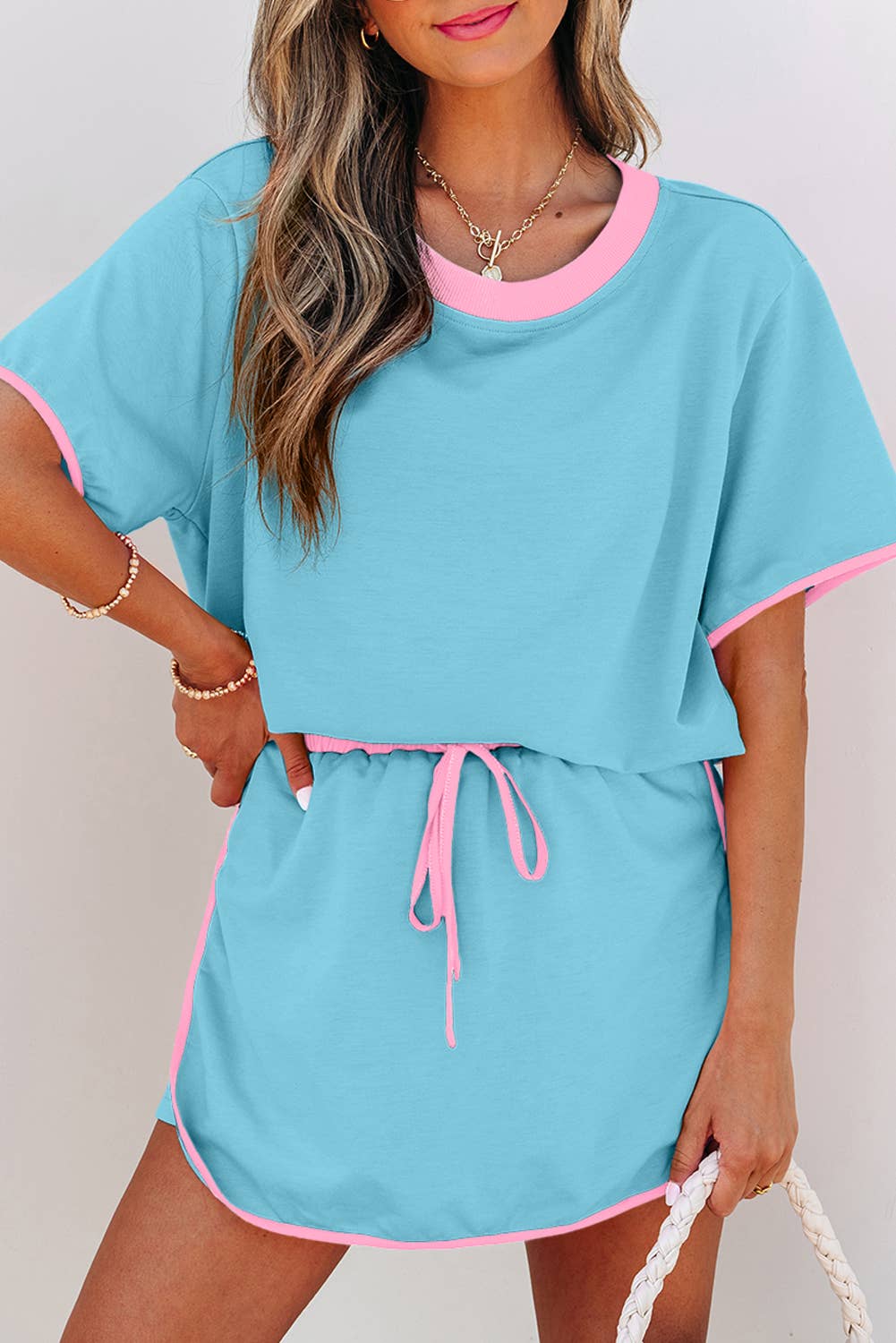 Colorblock Drop Shoulder T Shirt & Skort Set | S-XL & 1X-4X