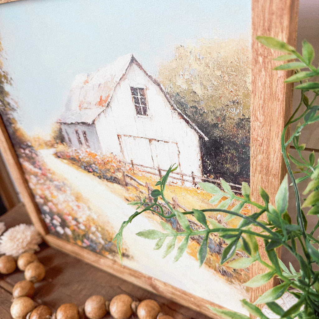 White Barn in Spring Wall Art Print