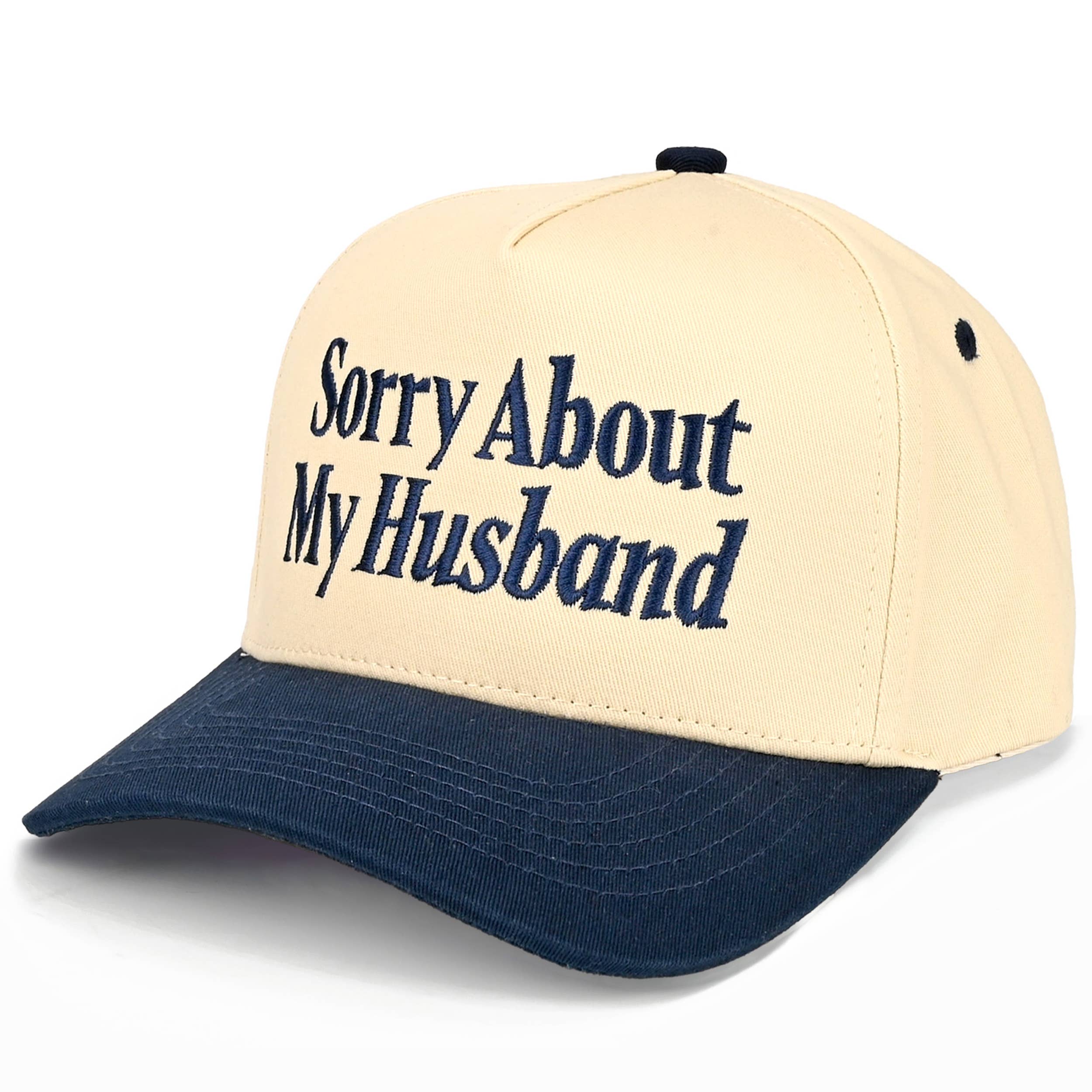 C.C SORRY ABOUT MY HUSBAND Letter Two Tone Trucker Hat: Red