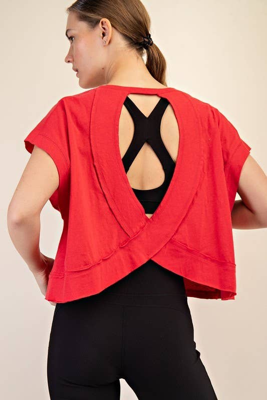 T899937-OVERSIZED COTTON SLUB OPEN BACK TOP
