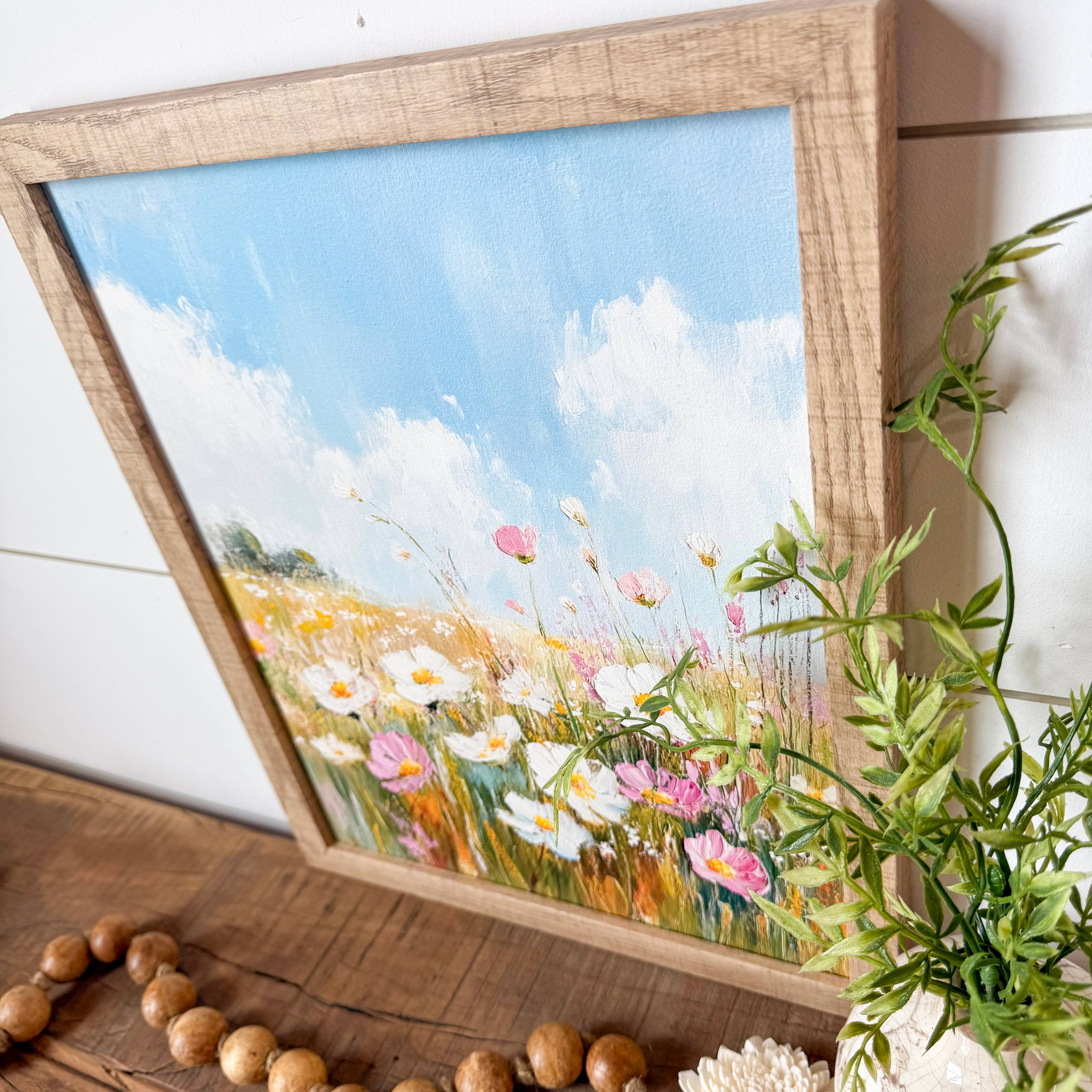 Pink & White Spring Wildflowers Wall Art