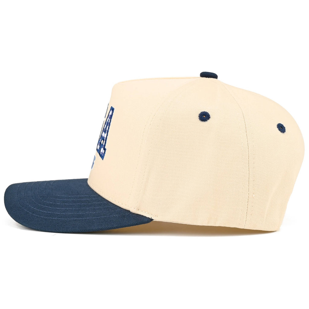 C.C Gingham Check USA EST 1776 Letter Two Tone Trucker Hat: Navy