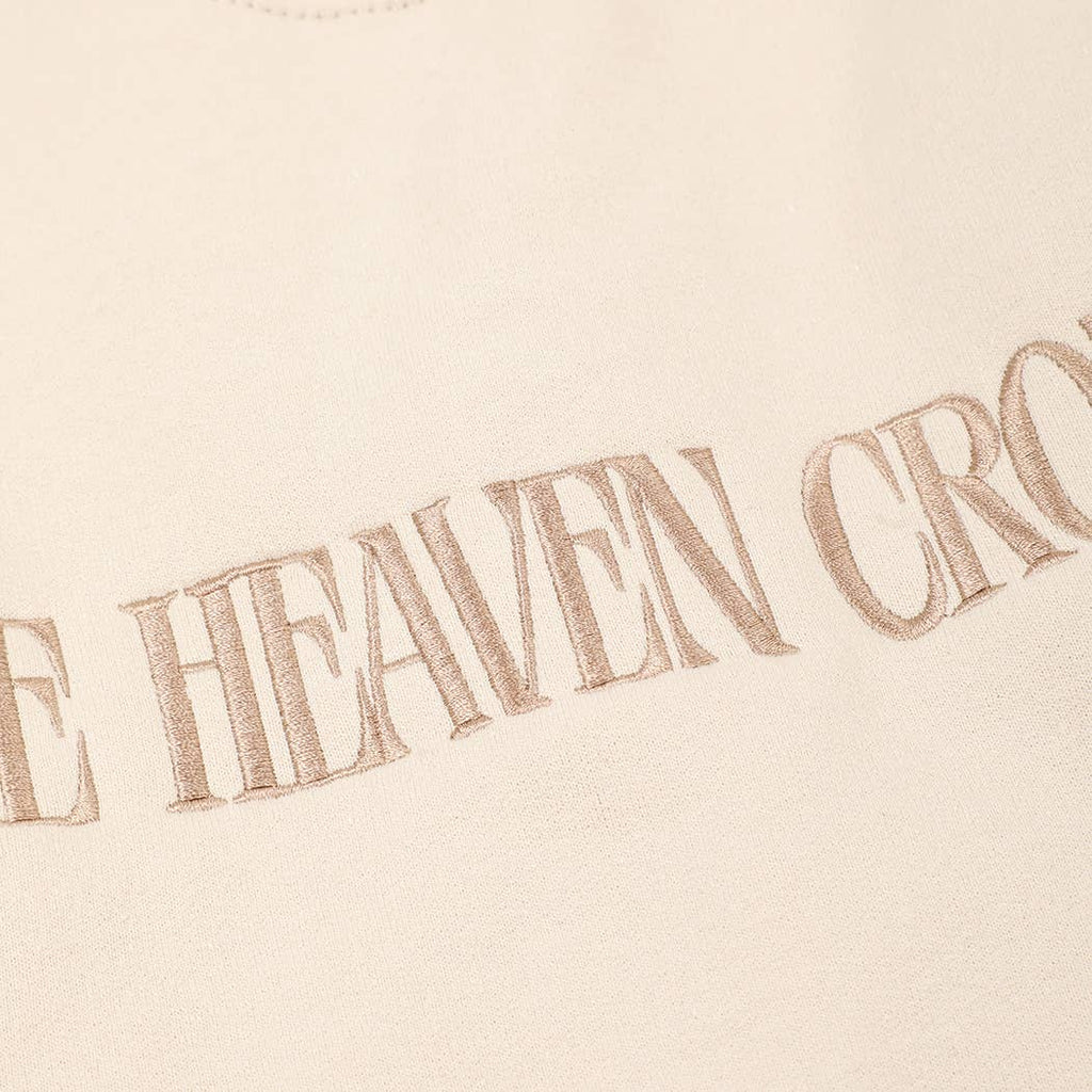 MAKE HEAVEN CROWDED Embroidered Heavyweight Sweatshirt: LIGHT PINK / XL