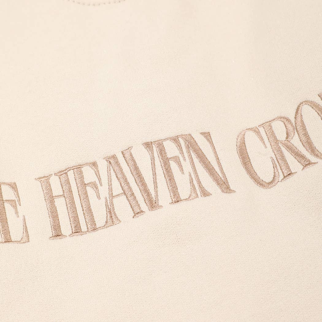 MAKE HEAVEN CROWDED Embroidered Heavyweight Sweatshirt: LIGHT PINK / L