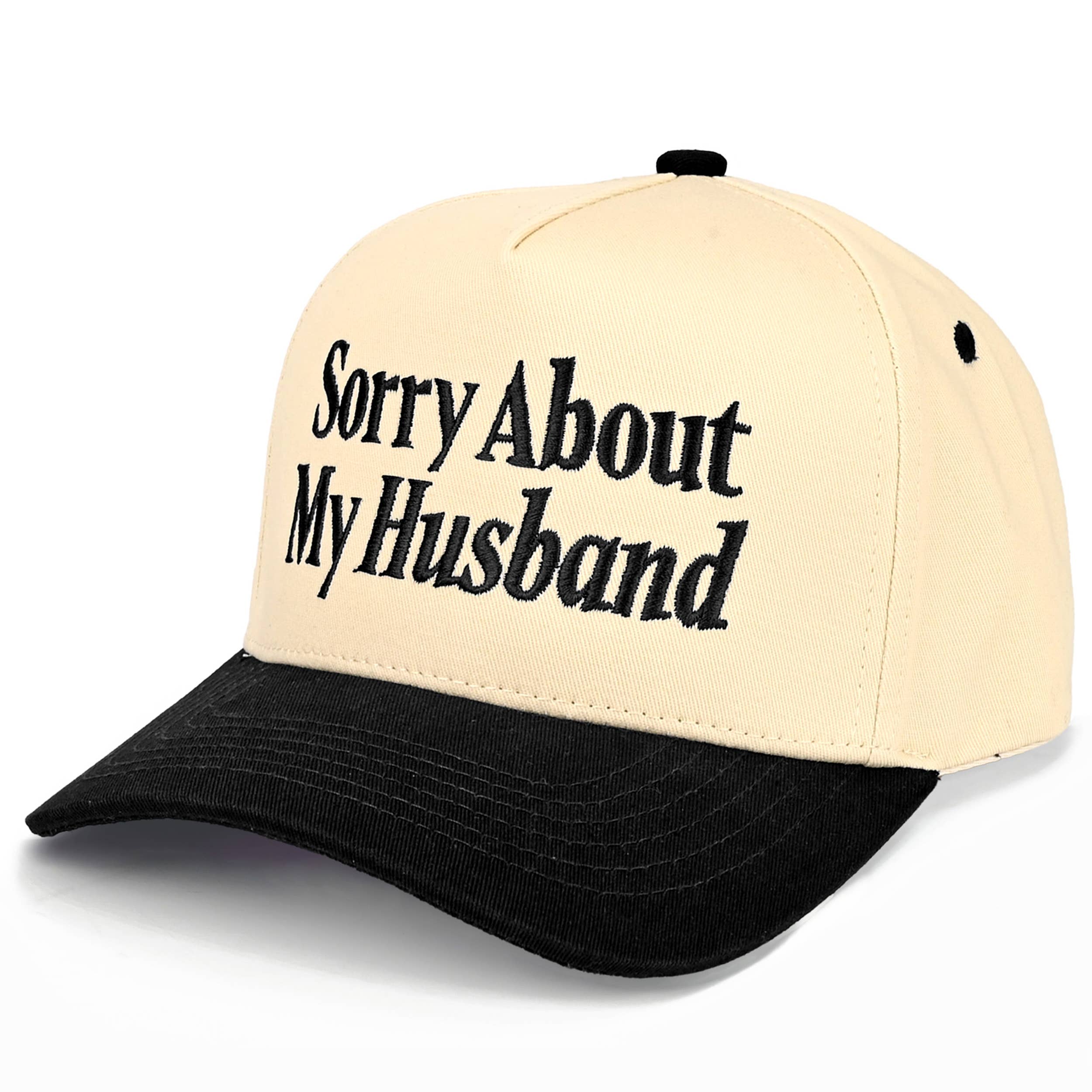 C.C SORRY ABOUT MY HUSBAND Letter Two Tone Trucker Hat: Leopard