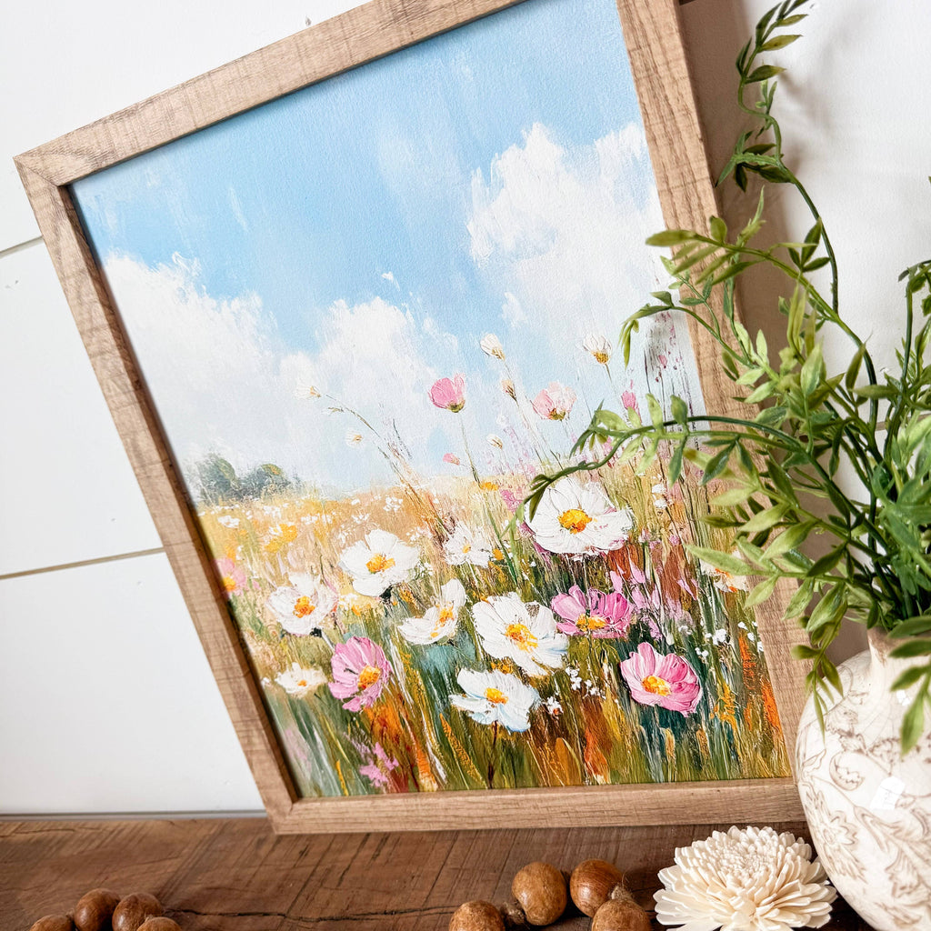 Pink & White Spring Wildflowers Wall Art
