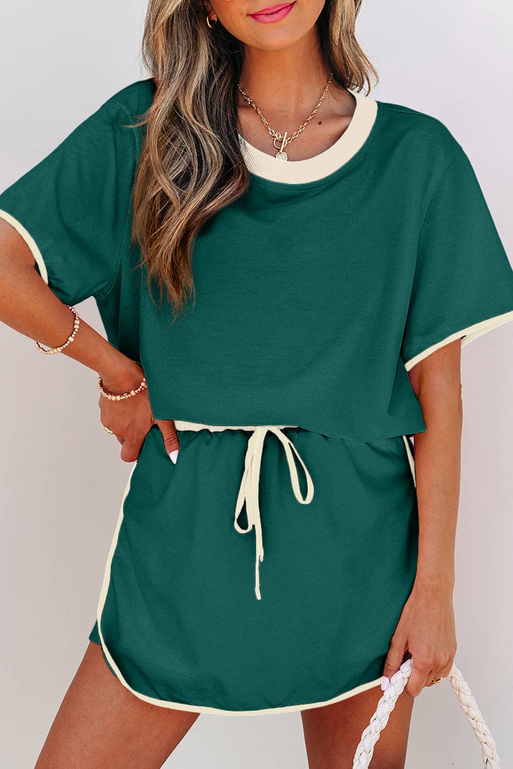 Colorblock Drop Shoulder T Shirt & Skort Set | S-XL & 1X-4X