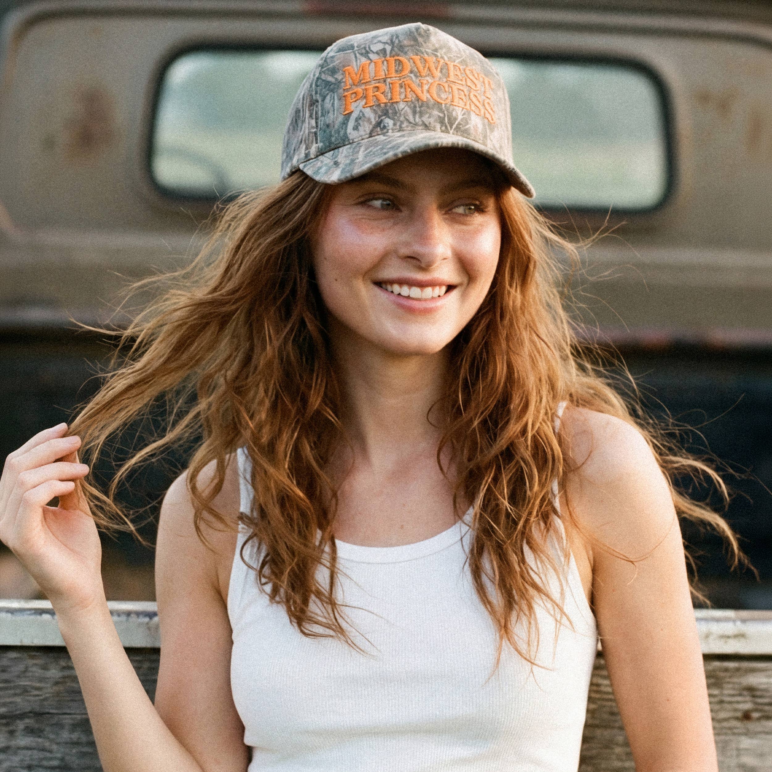 C.C MIDWEST PRINCESS Letter Embroidered Camo Trucker Hat
