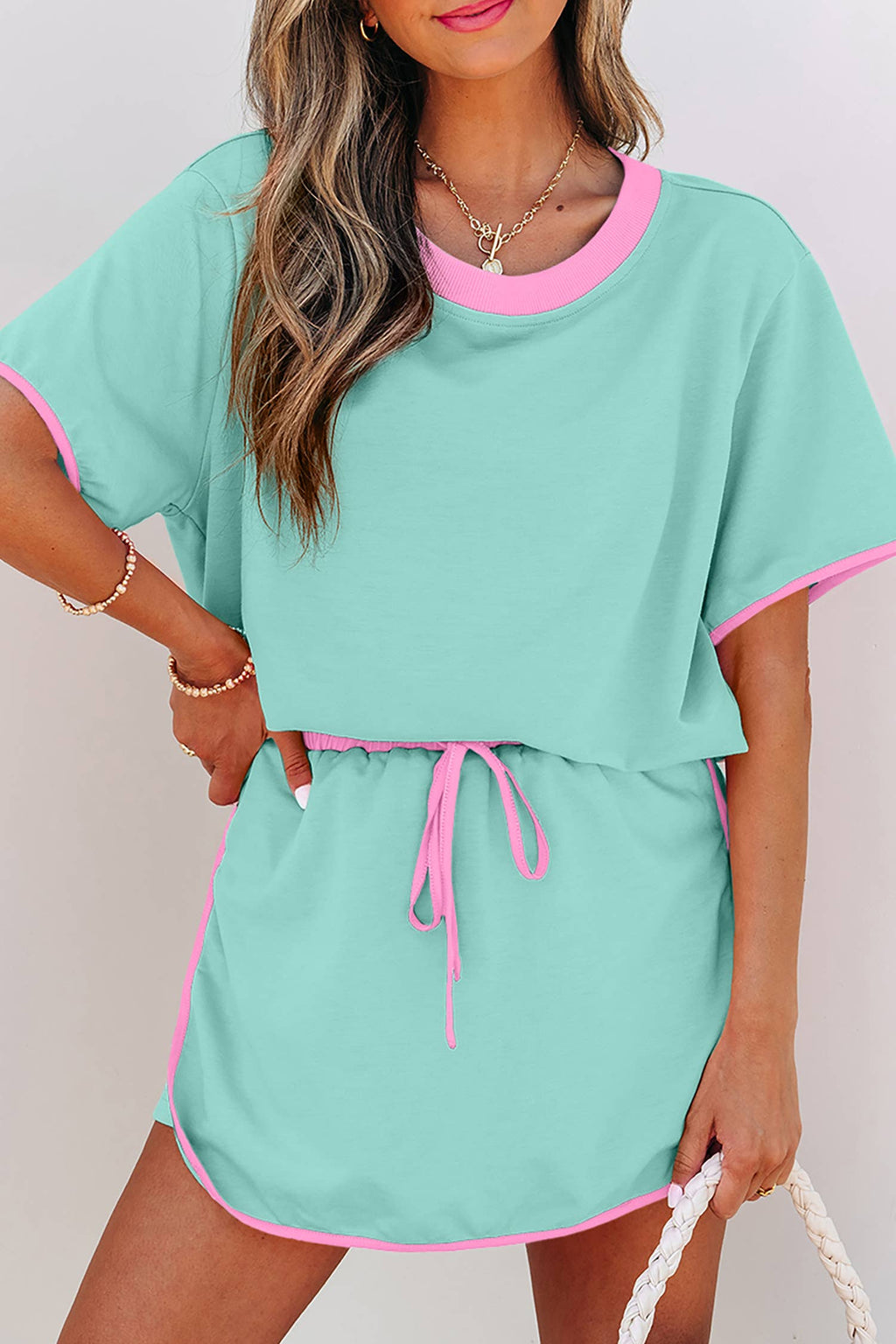 Colorblock Drop Shoulder T Shirt & Skort Set | S-XL & 1X-4X
