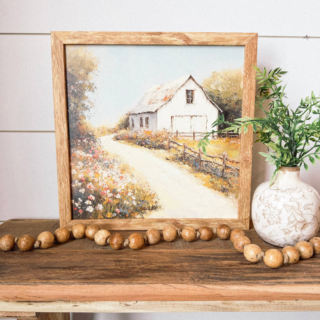 White Barn in Spring Wall Art Print