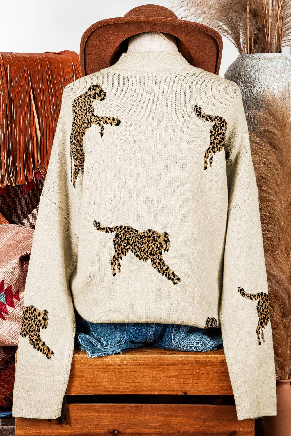 Western Cheetah Print Sweater