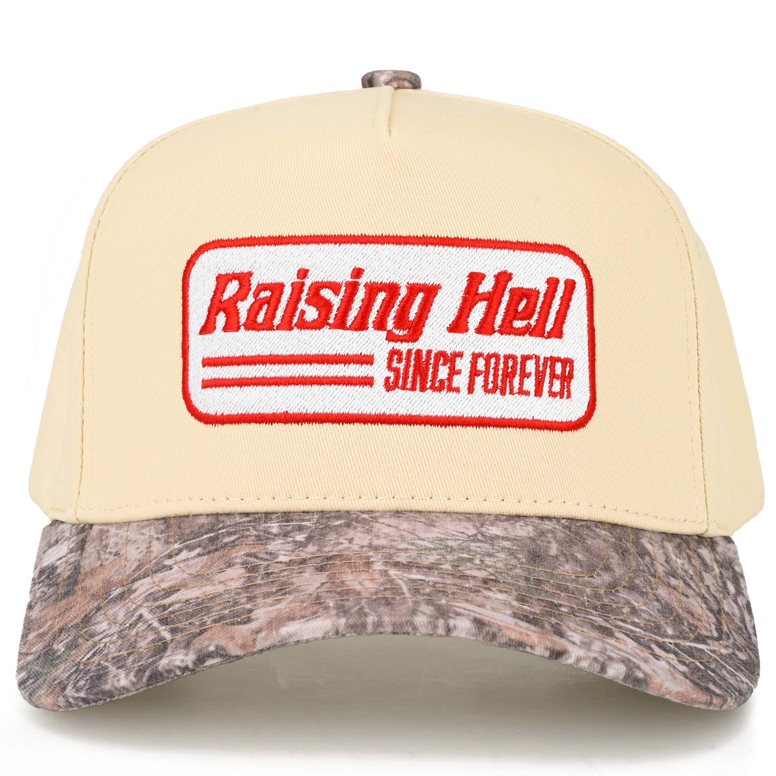 RAISING HELL Letter on Two Tone Trucker Hat