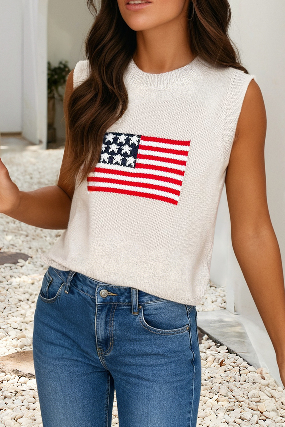 American Flag Sleeveless Sweater