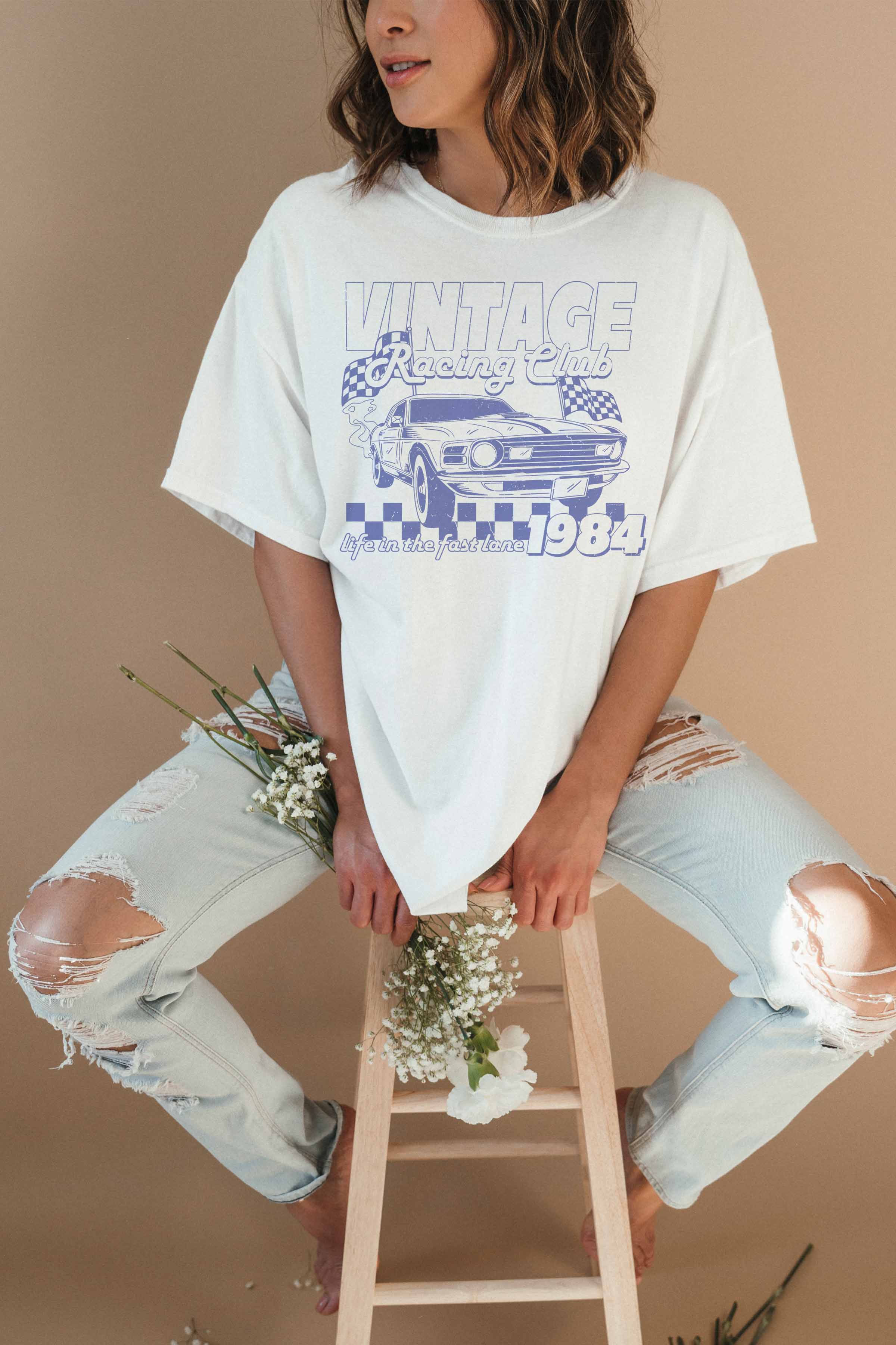 VINTAGE RACING CLUB OVERSIZED GRAPHIC TEE
