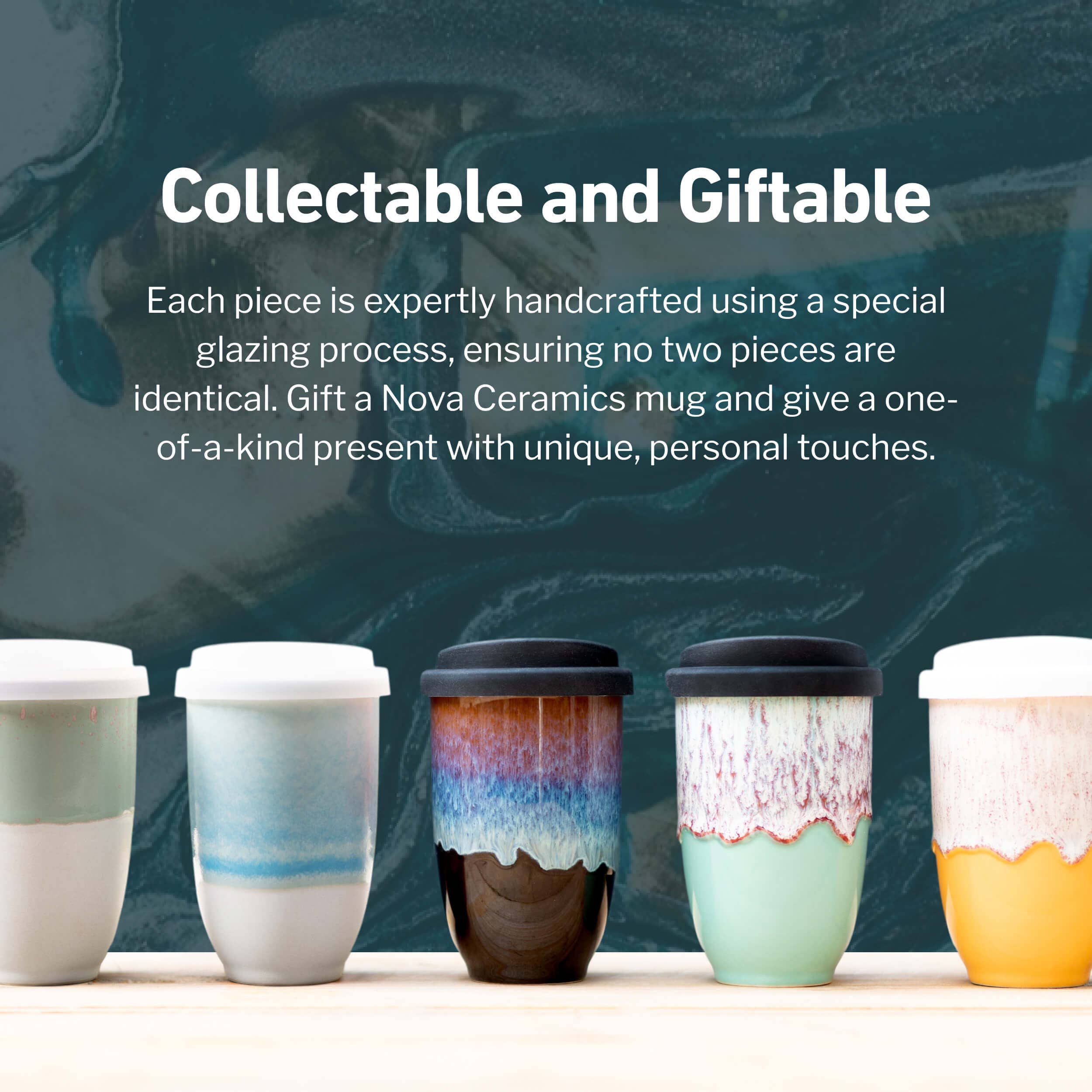 Lagoon Ceramic Coffee Cup – 12oz with Lid & Sleeve