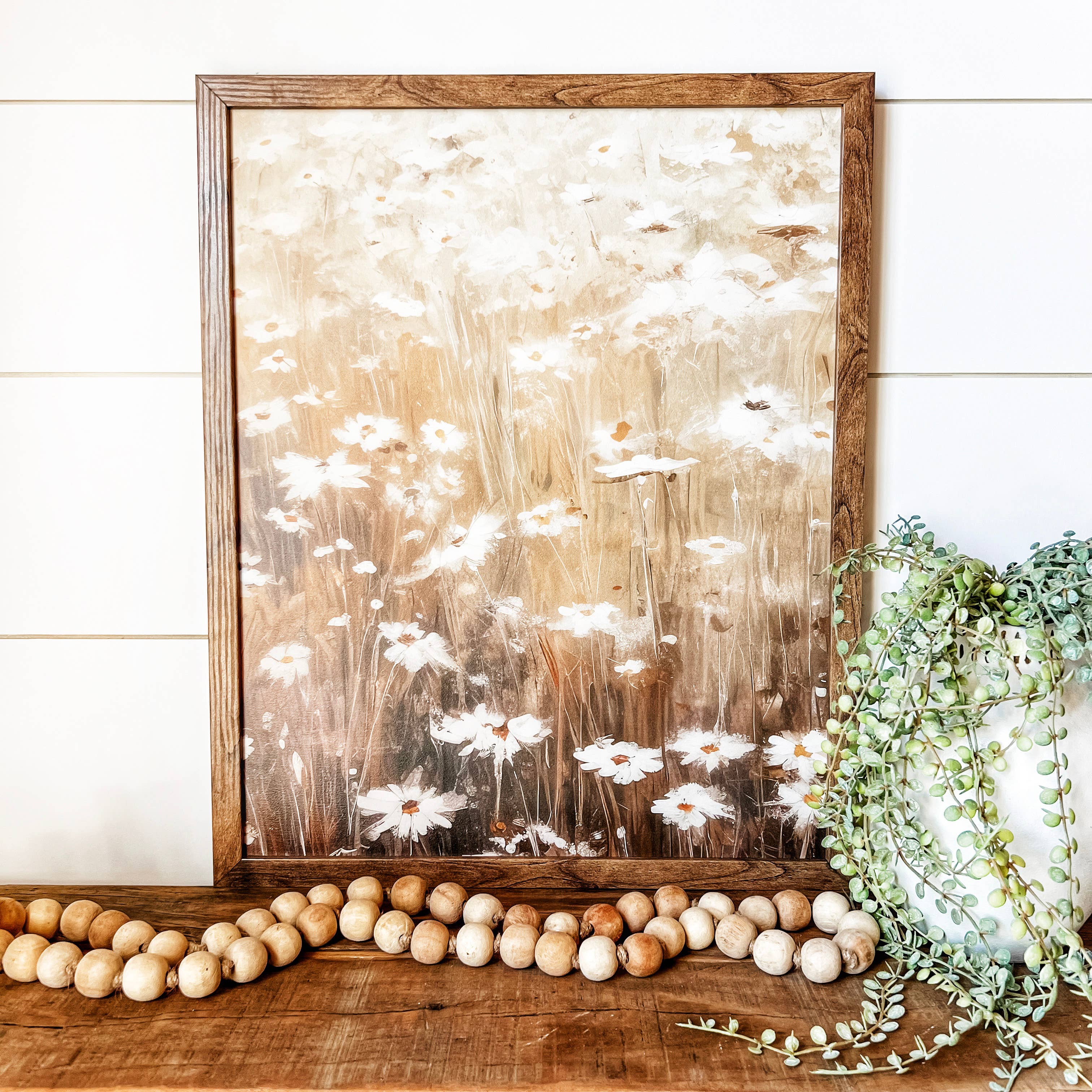 White Daisies Wood Sign