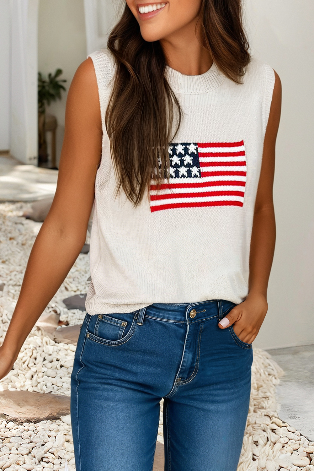 American Flag Sleeveless Sweater