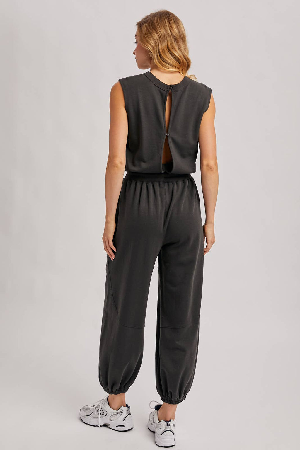 Ash Gray Drawstring Waist Jumpsuit