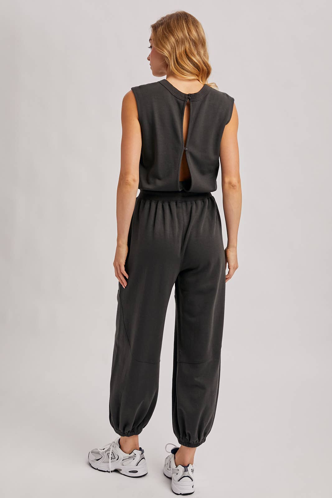 Ash Gray Drawstring Waist Jumpsuit