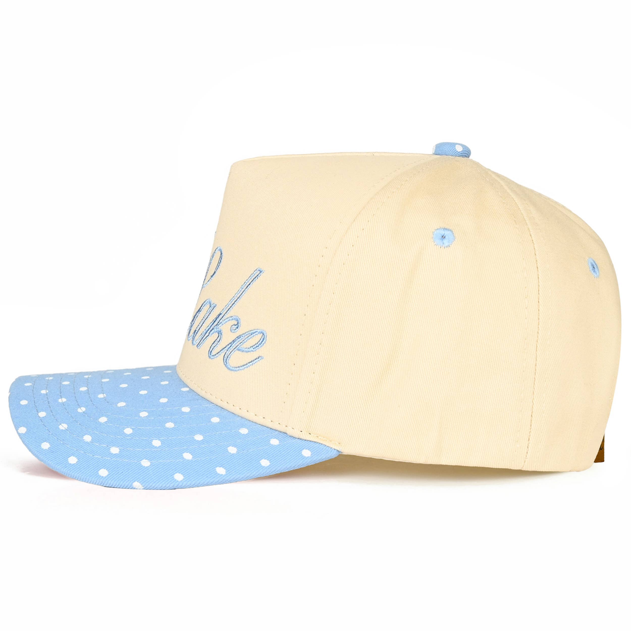 MEET ME AT THE LAKE Letter on Two Tone Trucker Hat