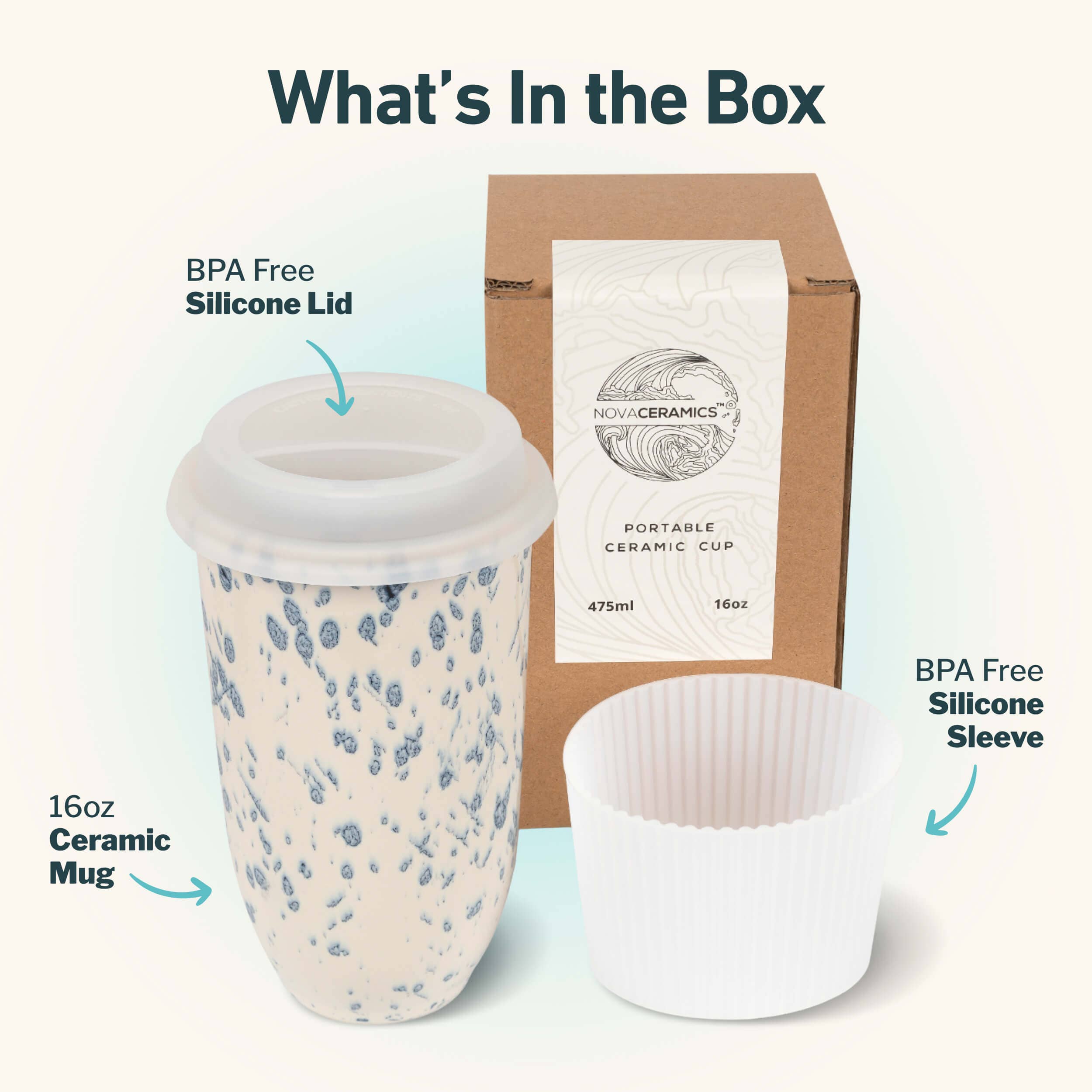 Orchid Ceramic Travel Mug – 16oz with Lid & Sleeve