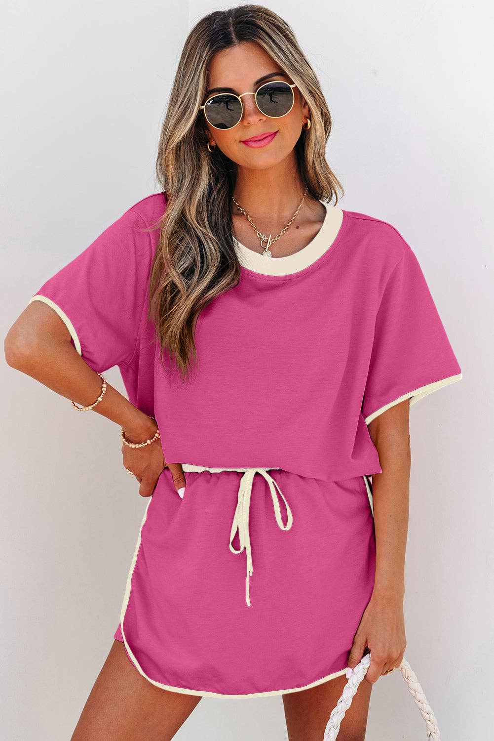 Drop Shoulder Tee Skort Set