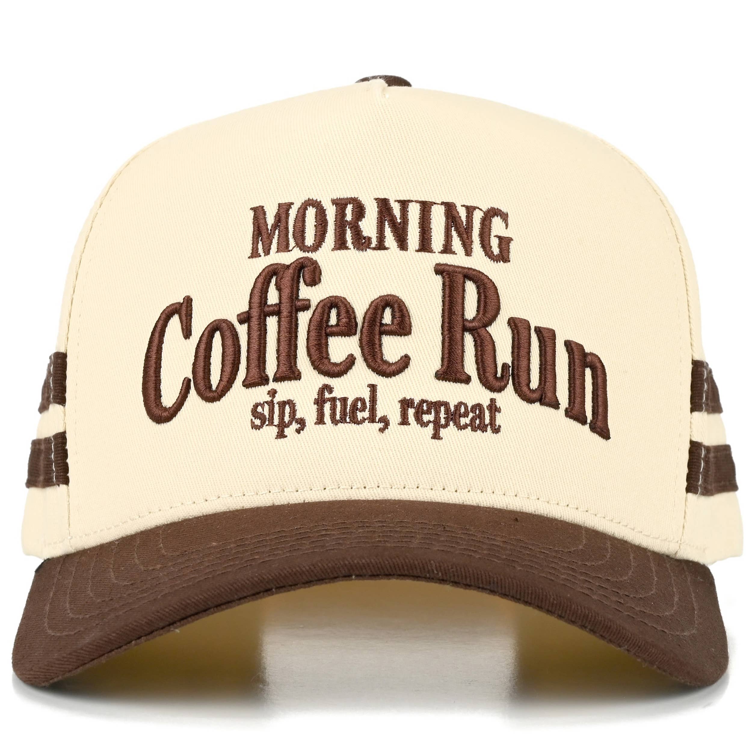 C.C MORNING COFFEE RUN Letter Two Tone Trucker Hat
