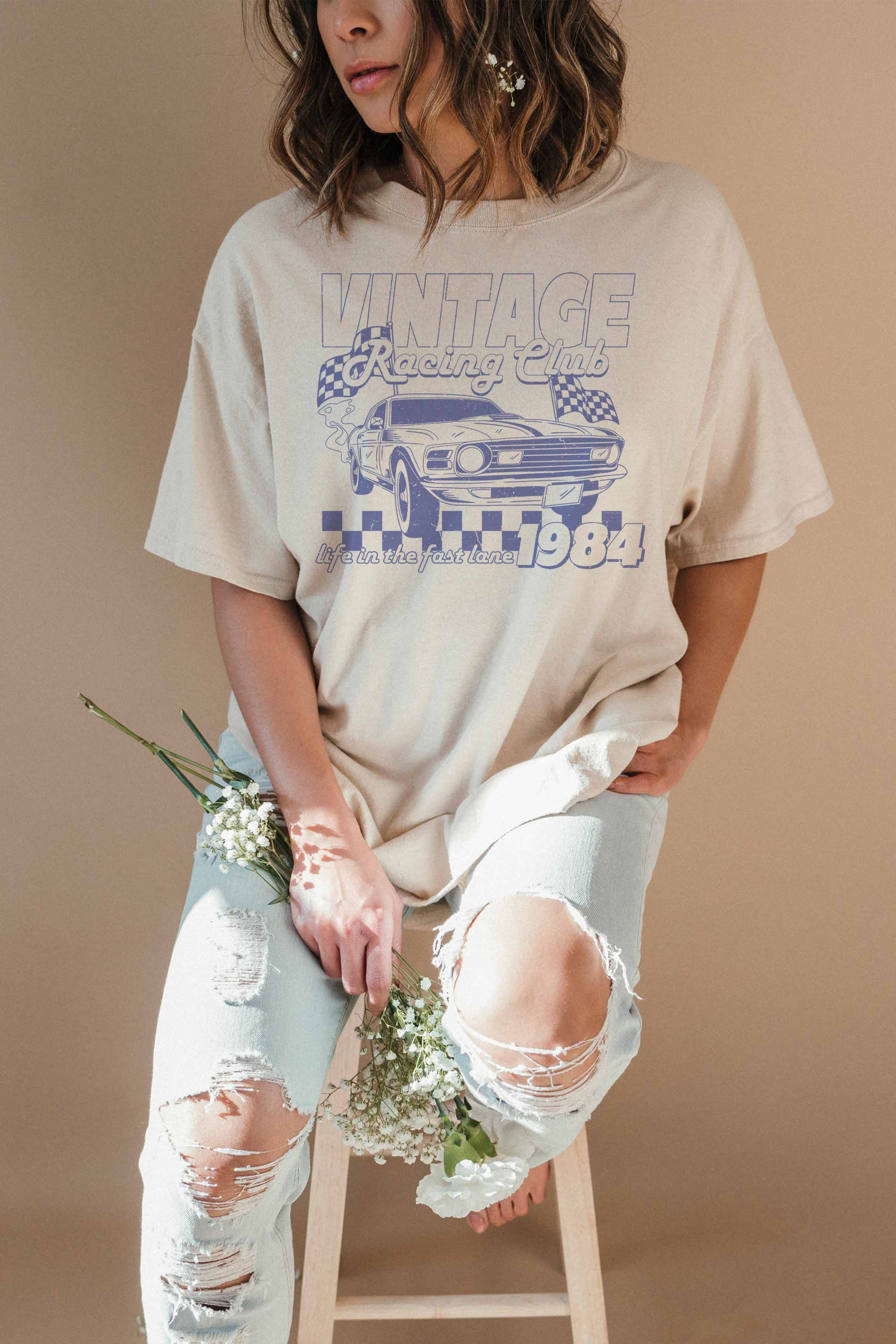 VINTAGE RACING CLUB OVERSIZED GRAPHIC TEE