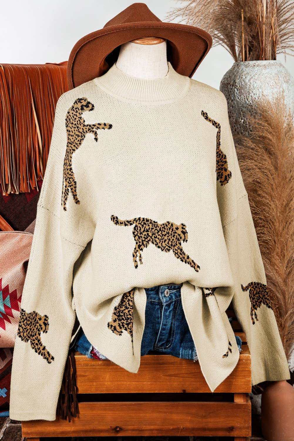 Western Cheetah Print Sweater