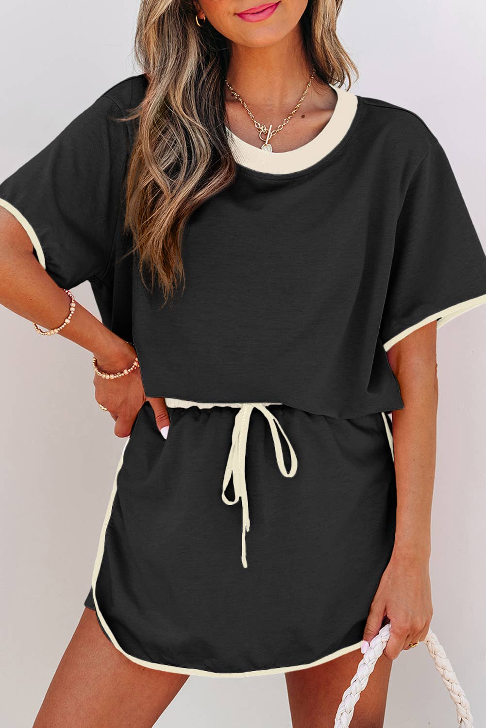 Colorblock Drop Shoulder T Shirt & Skort Set | S-XL & 1X-4X