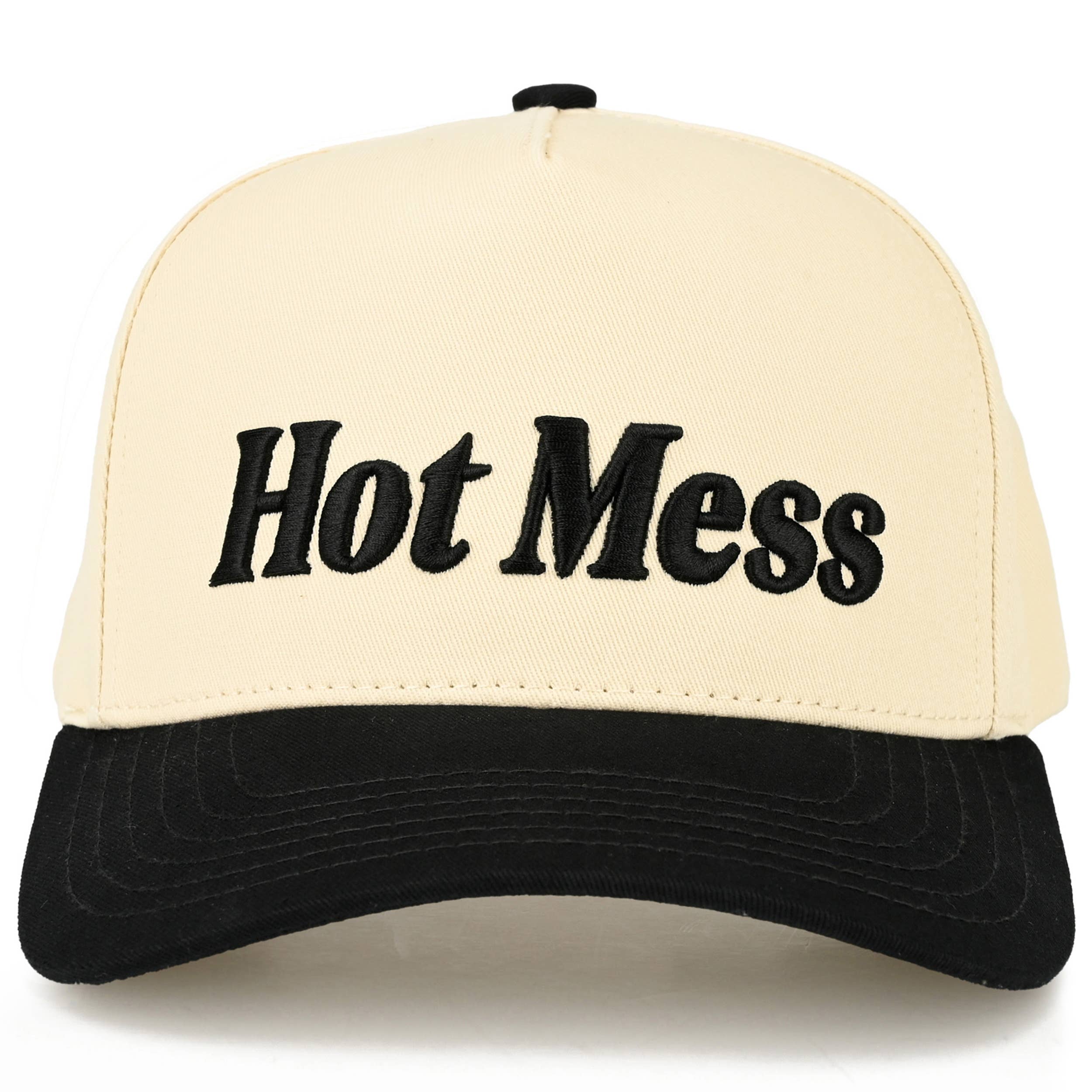 HOT MESS Letter Embroidered on Two Tone Trucker Hat