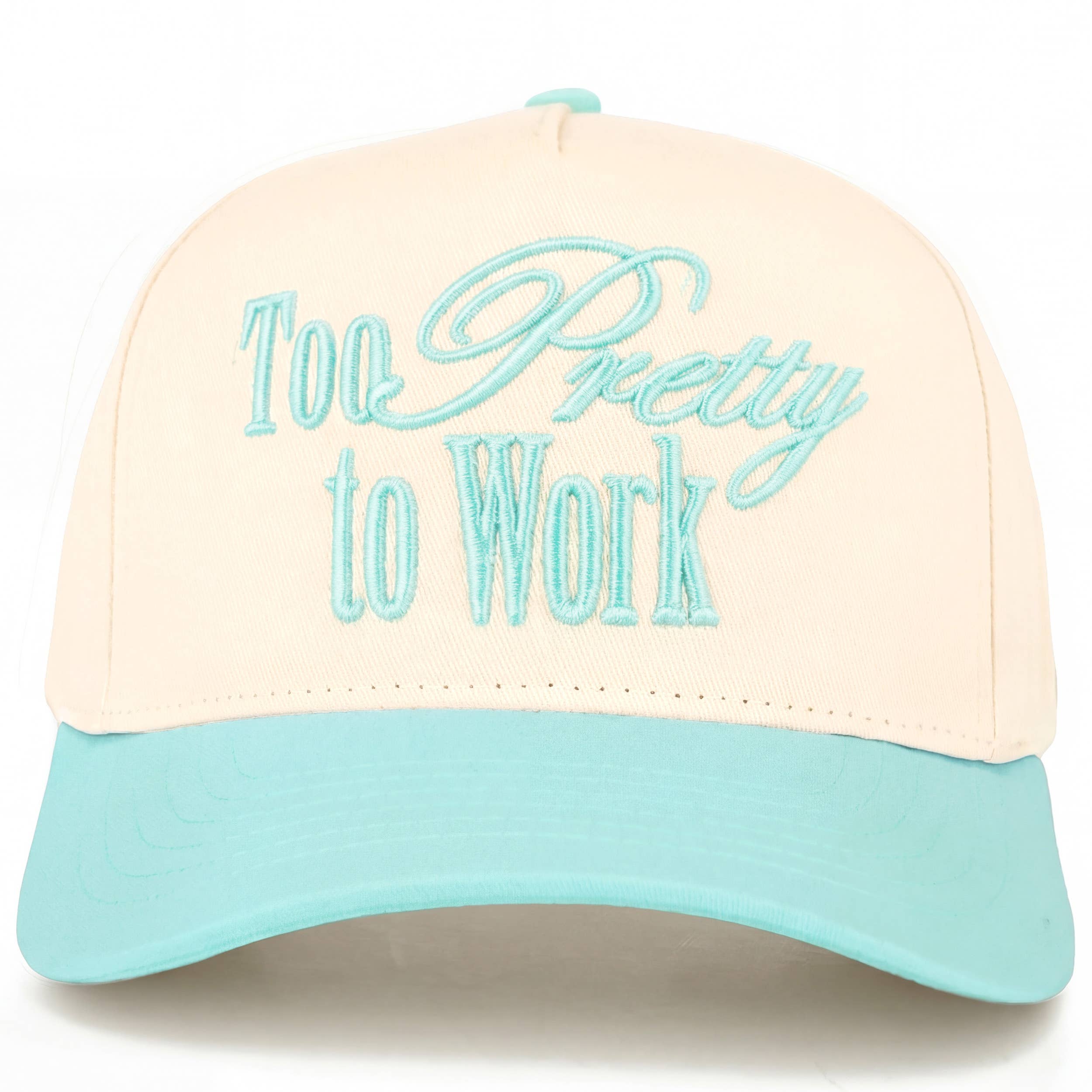 C.C TOO PRETTY TO WORK Letter Two Tone Trucker Hat
