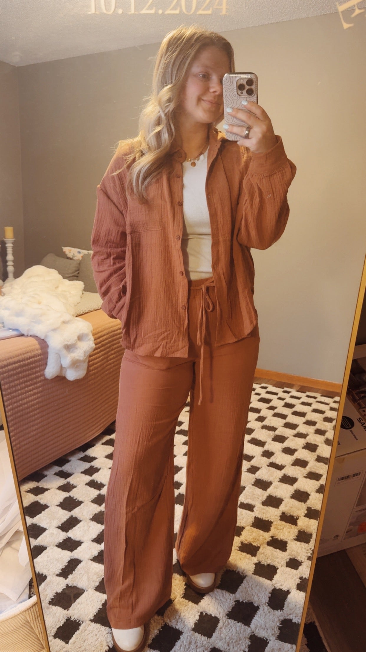 Textured Cotton Gauze Lounge Set