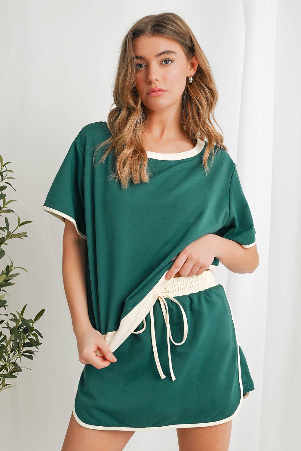 Colorblock Drop Shoulder T Shirt & Skort Set | S-XL & 1X-4X